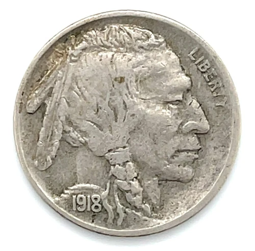 1918-S Buffalo Nickel 5C Extra Fine XF Condition, Natural Color, Strong Detail
