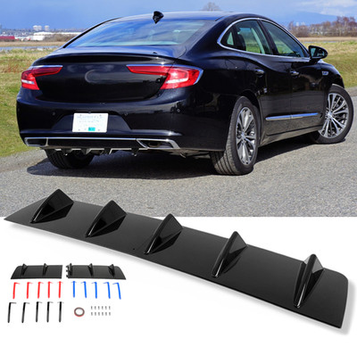 For Buick Lacrosse Rear Bumper Diffuser 5 Fins Spoiler Lip Splitter Glossy Black