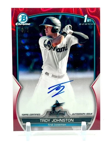 2023 Bowman Chrome Troy Johnston RC Red Lava #'ed /5 Marlins CPA-TJN Rockies