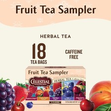 Celestial Seasonings Fruit Tea Sampler Herbal, Caffeine Free, 18 Tea Bags Box