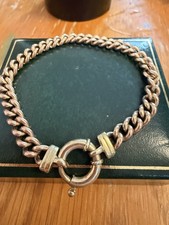 9ct Rose Gold Curb Bracelet with Big Spring Ring Clasp 8inches 9k 375 11g