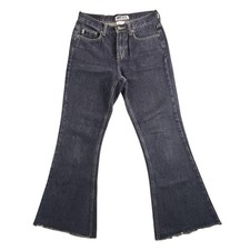 Vintage Z Cavaricci Jeans Womens 27 Blue Flare Raw Hem Dark Wash Denim 90s Y2k