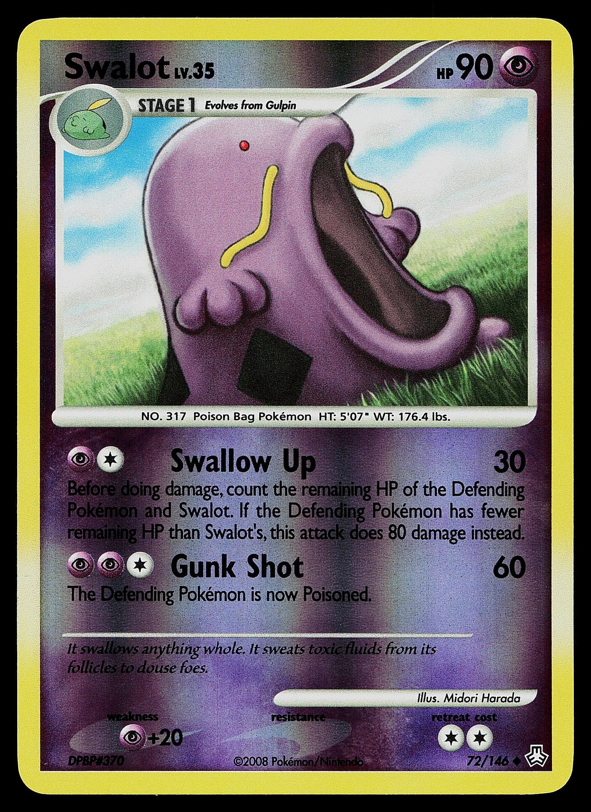 Pokemon Card - Swalot Legends Awakened 72/146 Uncommon Reverse Holo