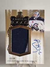 Connor Hellebuyck 2023-24 THE CUP LIMITED LOGOS PATCH AUTO #LL-HE Gold /50 Jets