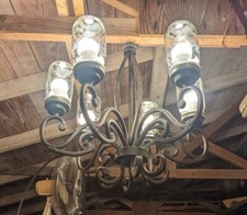 Ball Wide Mouth Mason Jar Cast Iron Chandelier - Hand Made In USA