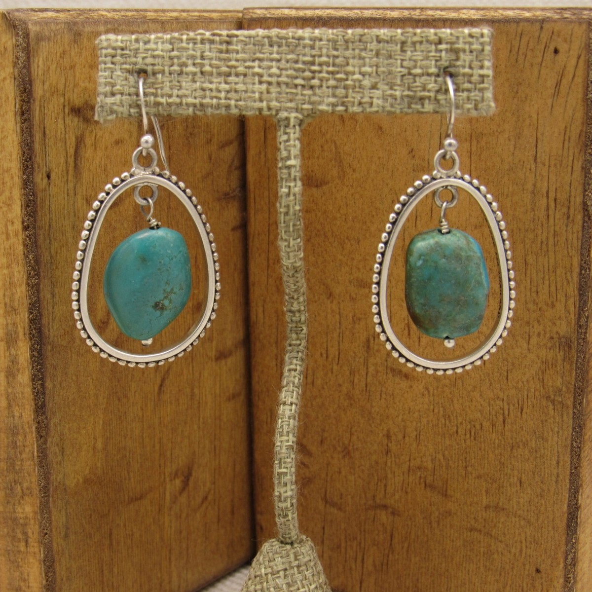 Barse Sterling Silver and Turquoise Dangle Earrings