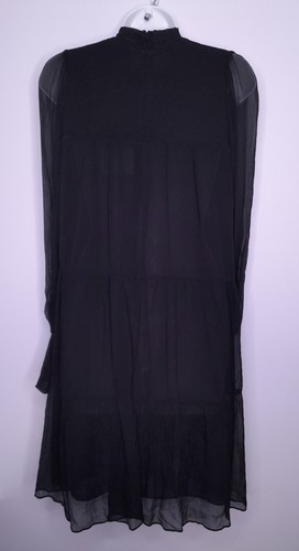 WITCHERY Yoryu High Neck Flounce Black Dress Sheer Size 12 NWT - Picture 6 of 10