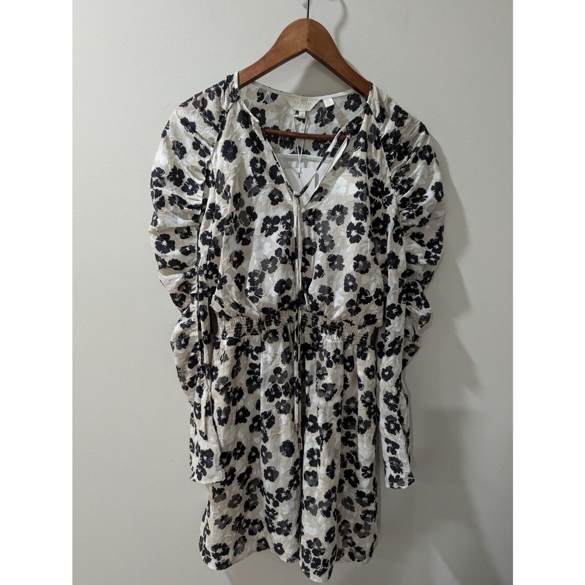 Ted Baker Long Sleeve Floral Textured Felici Dress NWT