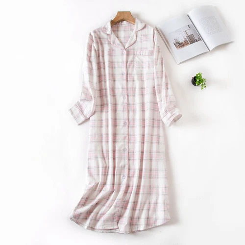 US Women's Flannel Cotton Long Sleeve Nightgown Nightwear Sleepwear/Sleep Dress - Bild 58 von 60