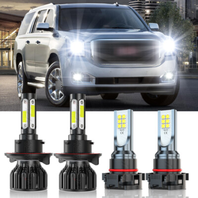 CHUSYYRAY 4x LED Headlight & Fog Light Kit For 2007-2014 GMC Yukon | 6000K 10000lm