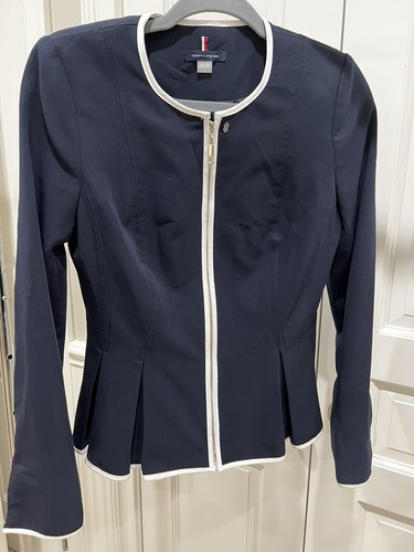 Tommy Hilfiger Women s Jacket Size 2 Zip Up Navy Blue.