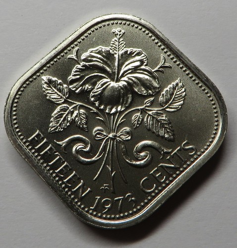 Bahamas 15 Cents 1973FM Copper-Nickel KM#19 UNC