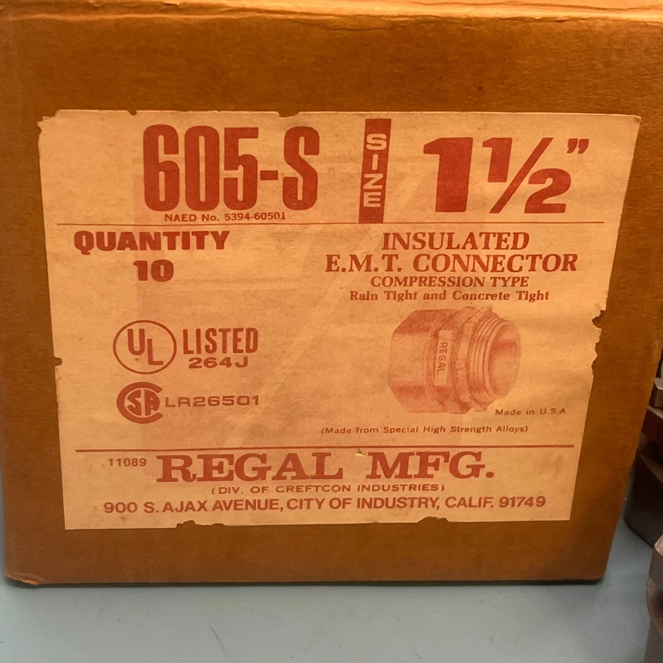 New Regal 605 1-1/2" EMT Compression Connector Box of 10 - Image 2 of 3