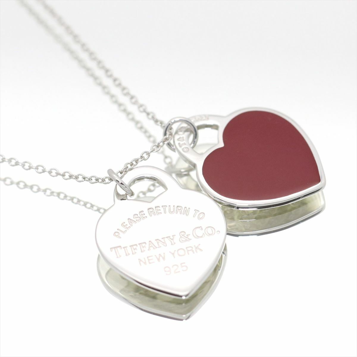 Return To Tiffany® Red Double Heart Tag Pendant In Silver,