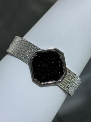 Platino de Ley Pulsera Grabado a Mano Puño Diseño Halo Único Pulsera Brazalete