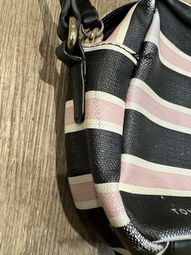 Tommy Hilfiger Handbag Crossbody Purse Messenger Bag STRIPED PINK BLUE - Picture 5 of 13