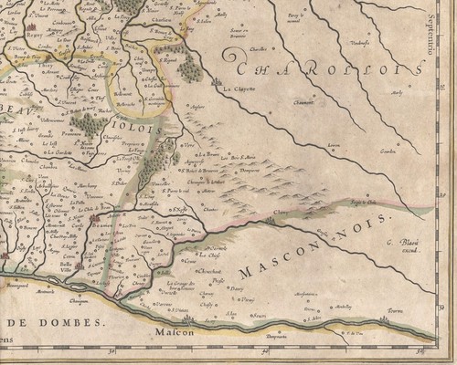 Landkarte "Lionnois, Wald, Beaviolois et Masconnois" (Rhône-Loiretal) Blau, 1645 - Bild 6 von 7