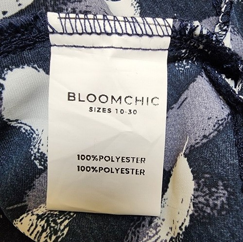 Bloomchic Jumpsuit Women 2X Navy White Surplice Neck Wide Leg Tie Waist Flowy - Picture 9 of 11