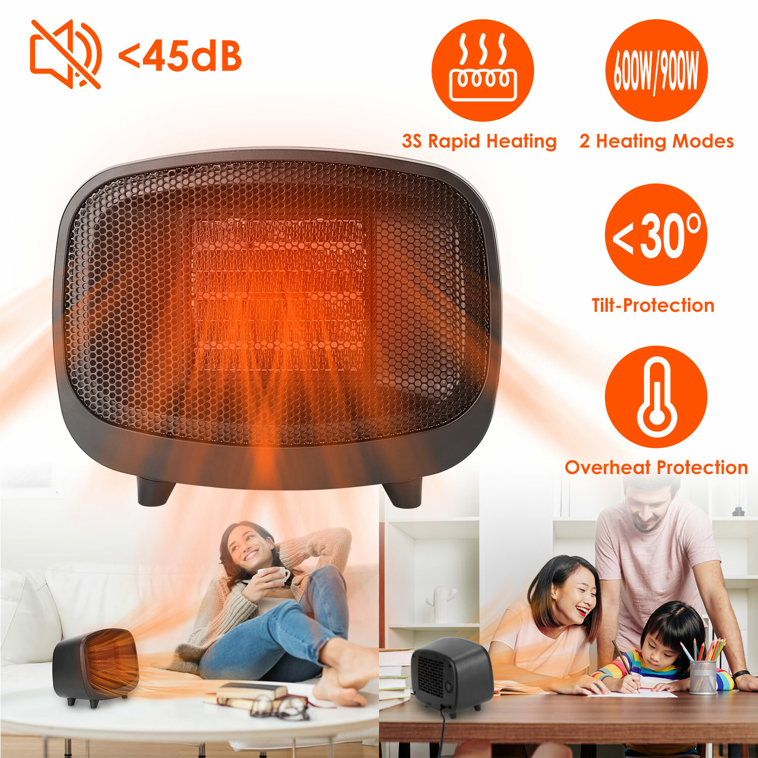 900W Safety Electric Heater Portable Space Fast Air Warmer Fan Home Office  Room | eBay