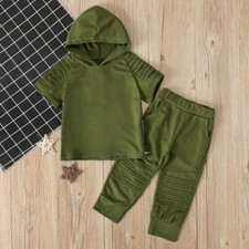 2 Piece Toddler Boys Hooded Pant Set/Green 18months-6Years