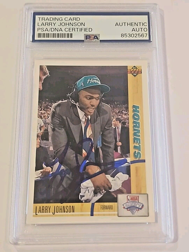 Larry Johnson Autographed Hand Signed on Card 1991-92 Upper Deck #2 Rookie - PSA - Picture 2 of 15
