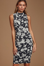 Lulu's NWT black & white sleeveless Carriage Tour mock neck Bodycon dress S