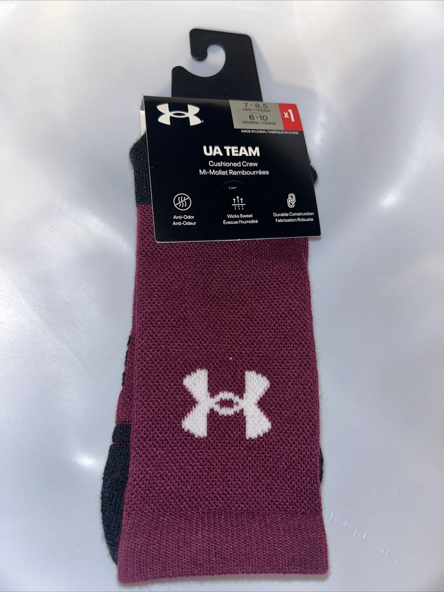 UA Under Armour Team Cush.Crew Socks 1 Pair Men 7-8.5 Wmn 6-10