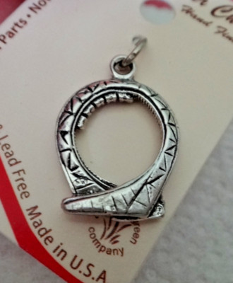 Sterling Silber 3D 20x14mm Massiv Vergnügungspark Achterbahn Schleife Charm!