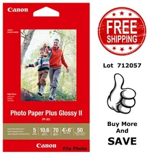 GLOSS PHOTO PAPER 4" x 6" 4x6 Pack of 50 CANON PP301 New in Sealed Pack 712057