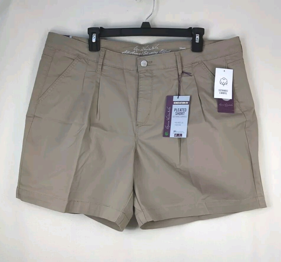 New Gloria Vanderbilt Khaki Pleated Short 16W High-Rise