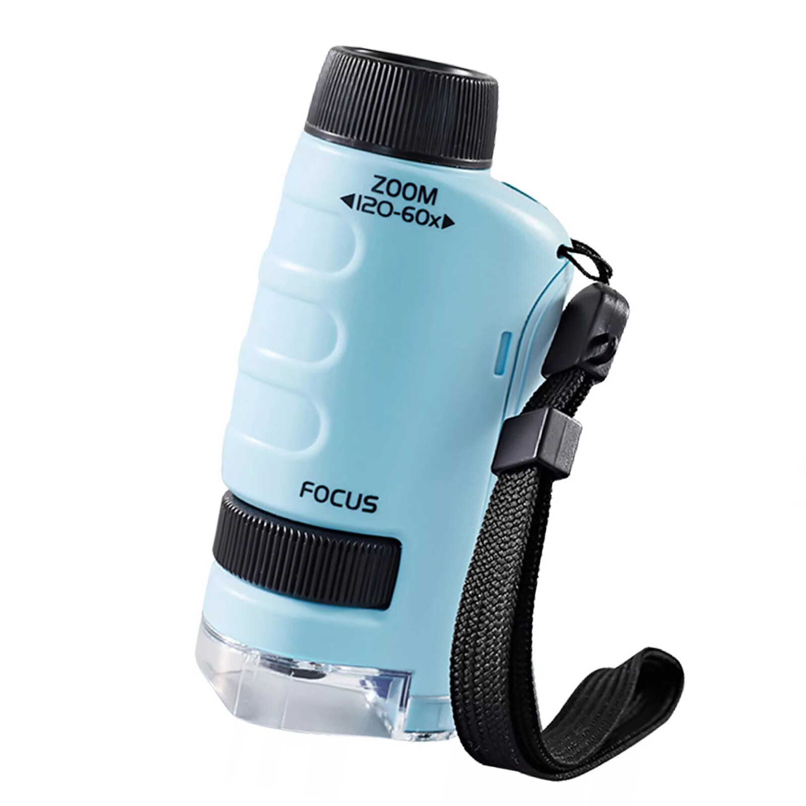 60-120x Pocket Microscope Kids Science Experiment LED Light Portable Handheld