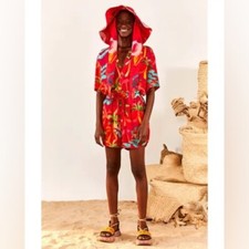 Farm Rio Red Floral Romper size Small NWT