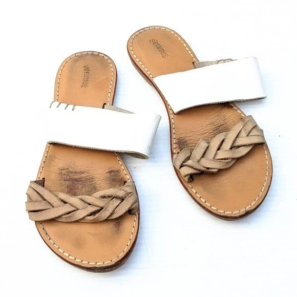 SOLUDOS braided strap and white strap leather slide sandals eBay
