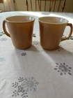Vintage Corelle CORNING Coffee Cup Mugs Set of 2 - Almond Brown Tan D-Handle