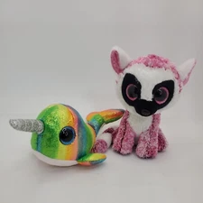 Ty Beanie Boos LeeAnn the Lemur And Nori The Norwal Plush Stuffed Animal