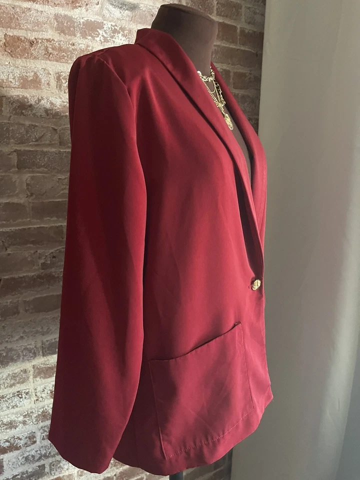 Chaqueta Blazer Anthony Richards XL Rojo Granate Bolsillos 1 Botón De Colección Foto 2 de 4