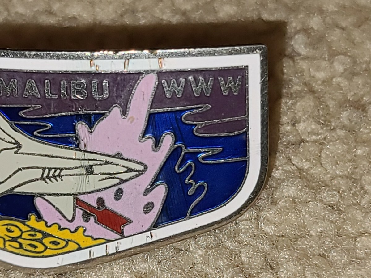 Lodge 566 Malibu Flap Shaped Neckerchief Slide Curved Order Arrow