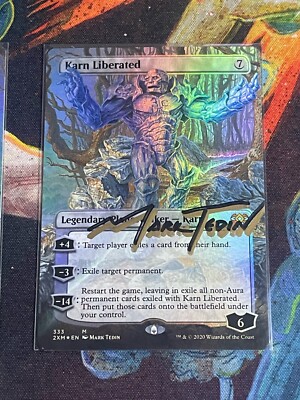 FOIL Urza Lands and Karn Double Masters Borderless Shadow Signed