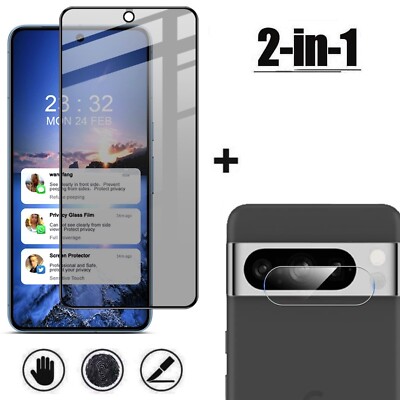 Privacy Display Blickschutz Panzerfolie Kamera 9H Schutzglas für Google Pixel 8a