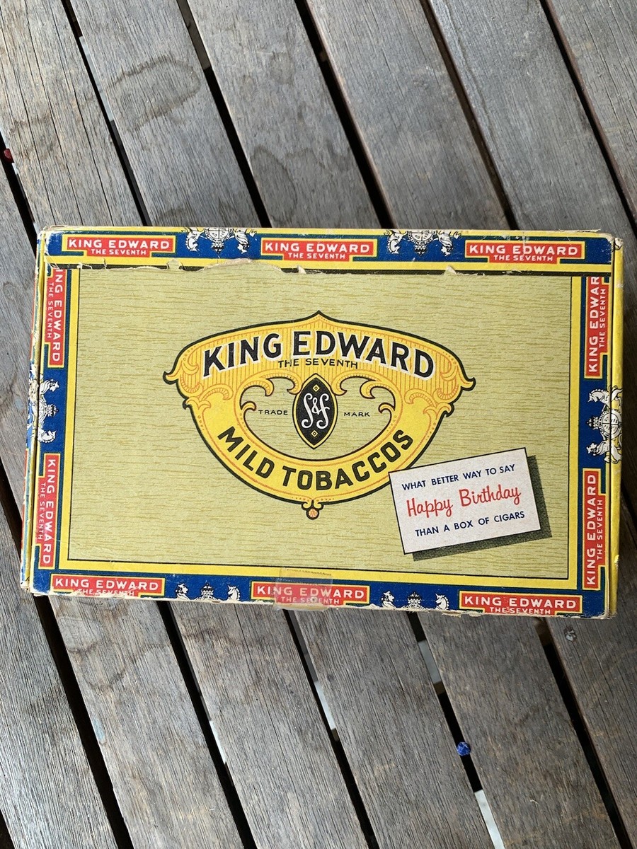King Edward The Seventh mid Tobacco Cigar Box Grateful Display Storage  Vintage