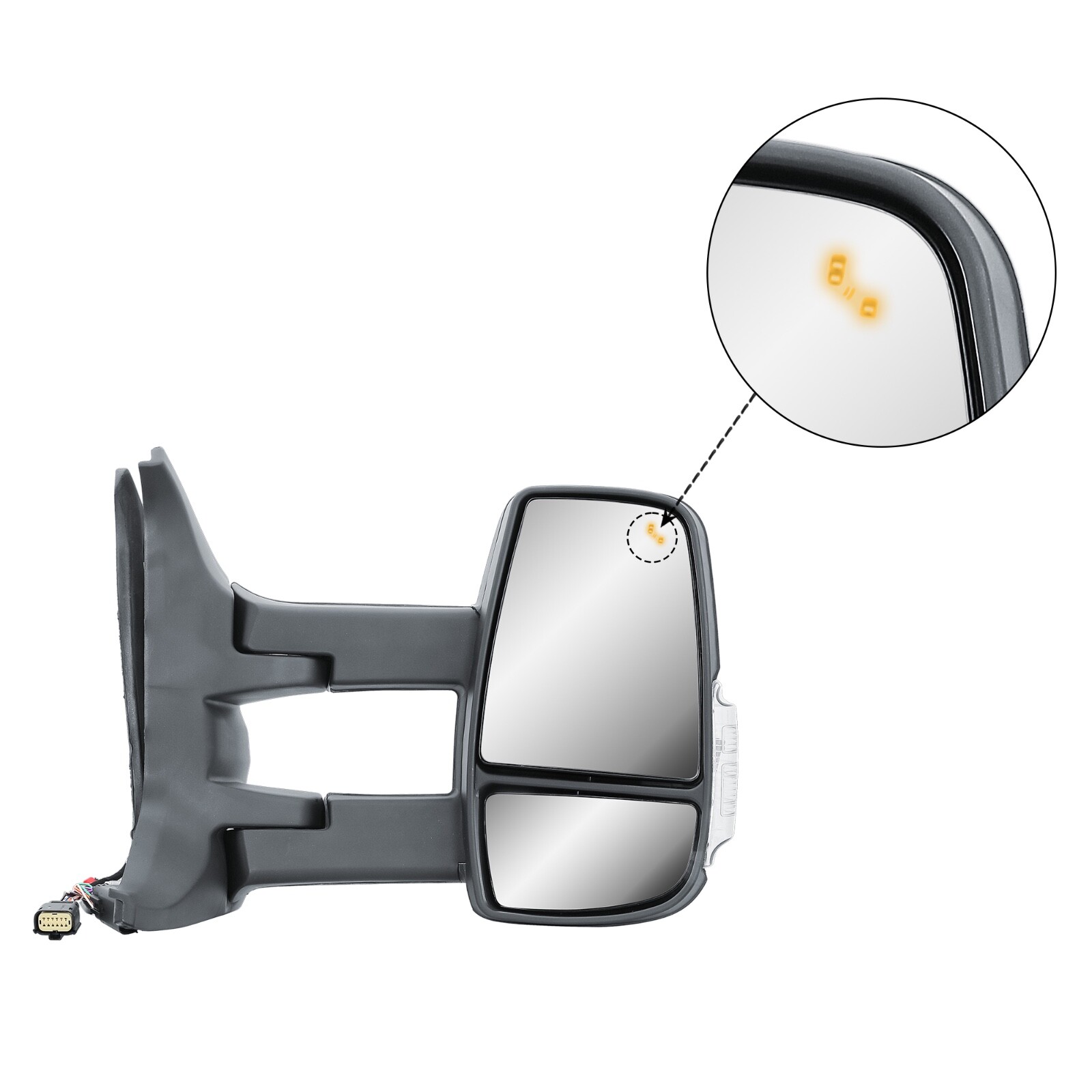 Passenger Right Side Long Arm Mirror with BLIS and Signal For 14-25 Ford Transit