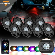 AUXBEAM 8 Pods RGB LED Rock Lights Kit Underbody Neon Music Light bluetooth APP