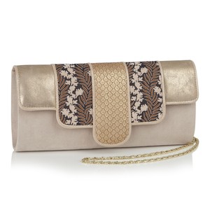 gold heels and clutch bag