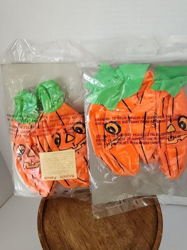 Vintage Inflatable Pumpkin Halloween Decorations 17” Round Set Of 3 - NOS Sealed - Picture 4 of 4