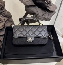 Chanel 23P Top Handle Flap Black Lambskin with Gold-Tone Hardware Chain Strap