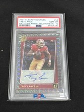 2021 Clearly Donruss Trey Lance #54 Mosaic SP Rated Rookie Auto PSA 10