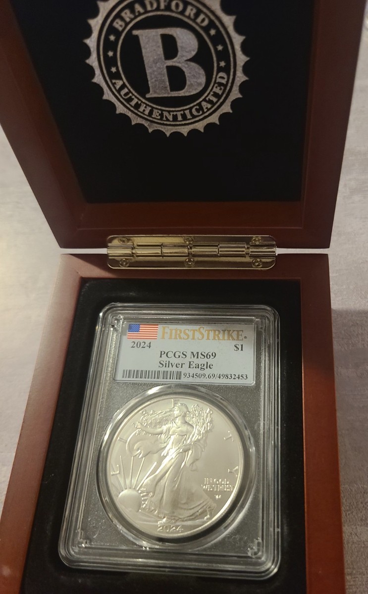 2024 Silver Eagle PCGS MS69 First Strike $1 ASE w/ Bradford