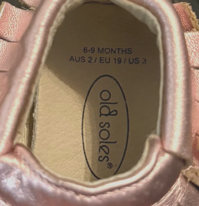 Old Soles Baby Infant Girls Pink Metallic Moccasins EU 19 US size 3, 6-9 months - Image 4 of 4
