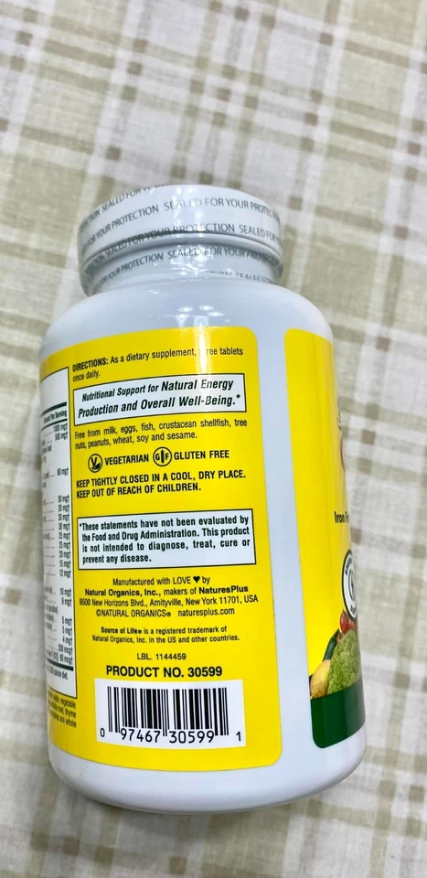 NUEVO Multivitamínico NaturesPlus Source Of Life Original 180ct exp.12/28 Foto 2 de 3