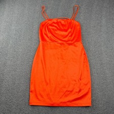 Blue Blush Orange Satin Mini Dress Women's M Square Neck Back Cocktail Party